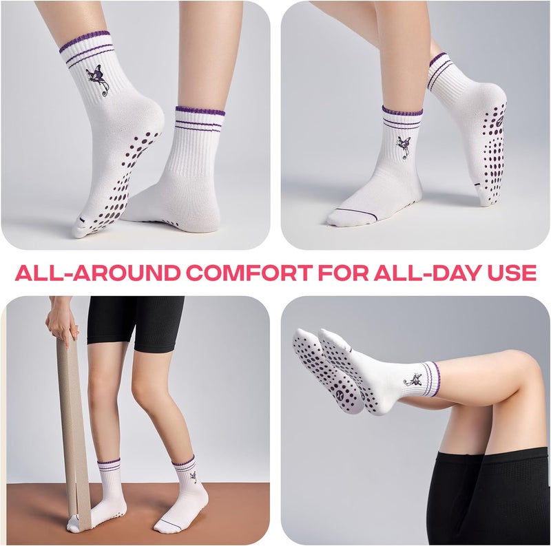 CoolMate Store Pilates Socks with Grips for Women, Yoga Socks, Crew Non Slip Women for Barre, Pilates Gifts - Image 5